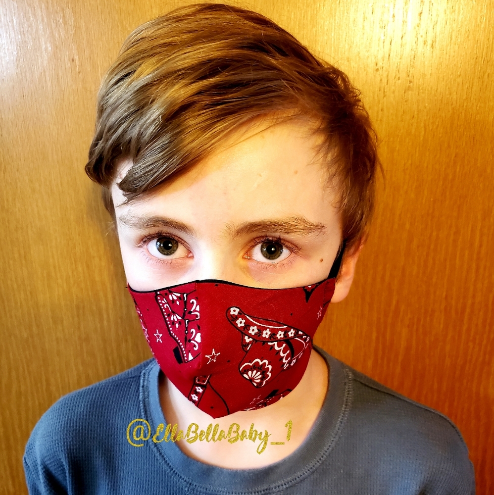 Red Bandana Face Mask with Filter Cowgirl - Picture 5 of 6